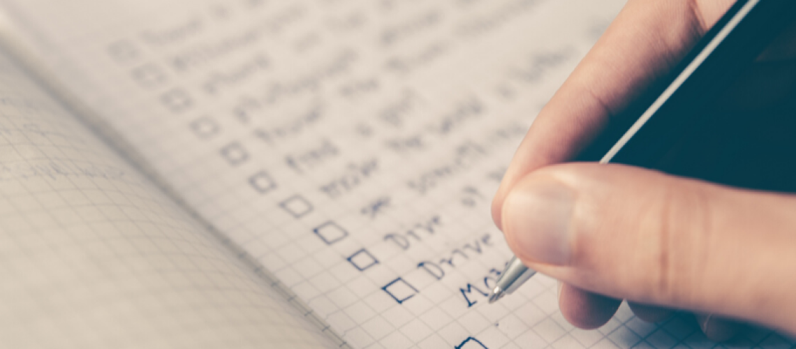 note book with hand writing a list